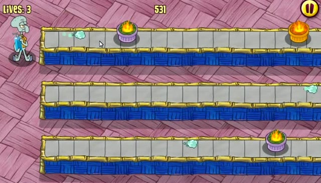 章鱼哥灭火记,传送带上传送火盆,游戏