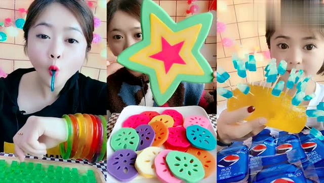 美女直播吃手镯果冻,可乐糖,巧克力,是我向往的生活