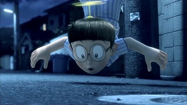 大雄第一次玩竹蜻蜓,竟然被吓晕了,小朋友都笑了!