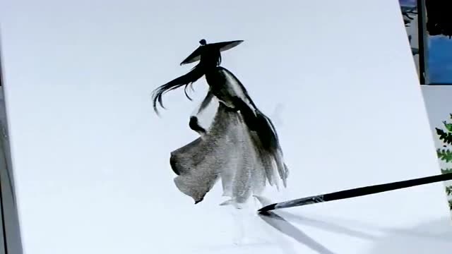 喜欢水墨画的女孩,用一支笔画江湖,像极了看透红尘的侠客!