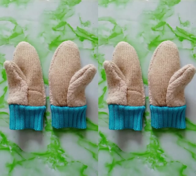 我老妈纯手工做的棉手套旧衣服改做的