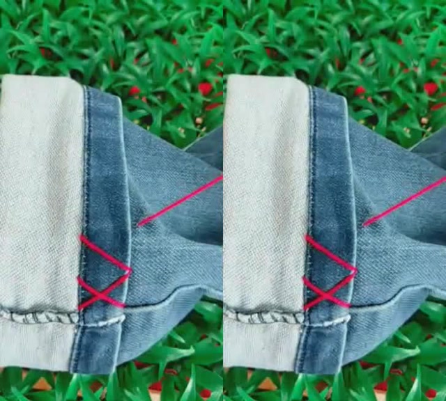 裤脚长了这样锁边,超好看