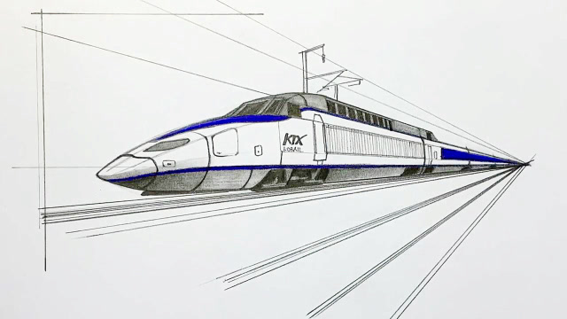 用一点透视原理绘制一个飞驰的高铁场景!非常干货的透视绘画教程