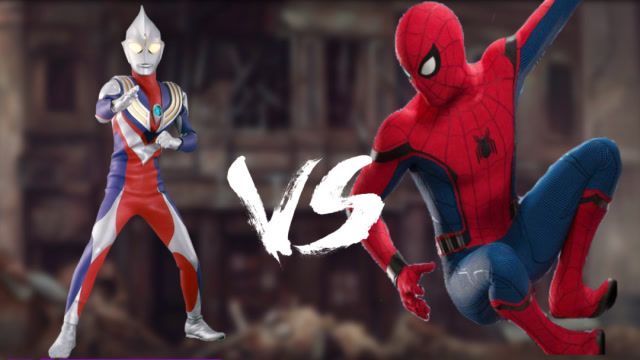 奥特曼格斗真人版:迪迦对战蜘蛛侠,蜘蛛侠这萌萌的招数,谁能忍受?