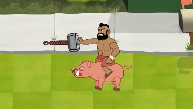 植物大战僵尸:骑猪的勇士把白菜打倒