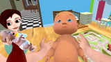 宝宝爱捣乱：宝宝从摇篮里爬到地上玩玩具，把塔米吓坏了！