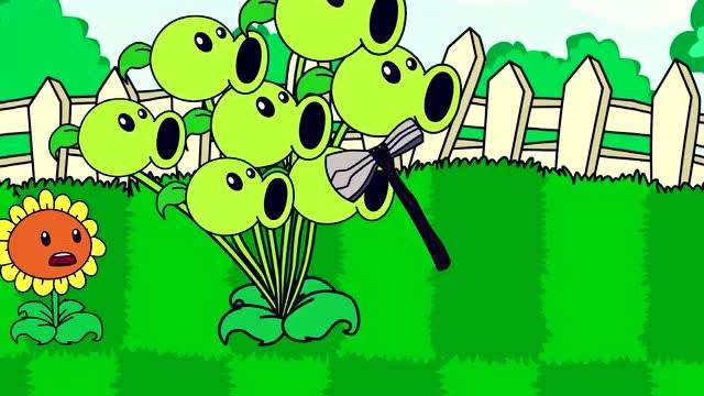 多头豌豆射手打败斧头僵尸