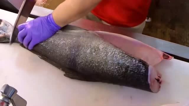 胖哥美食:刺身军曹鱼如何做鱼片?切割全过程你见过吗?