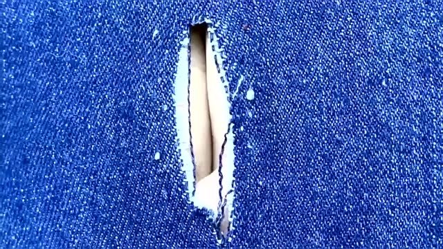 破洞牛仔裤这样缝起来更好看,祖传的针法太厉害,老公夸不停!