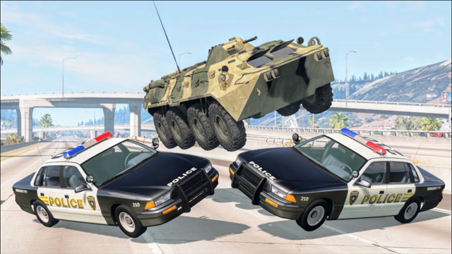 beamng:酸爽的警匪追逐画面,疯狂的装甲车驾驶员vs警察车队