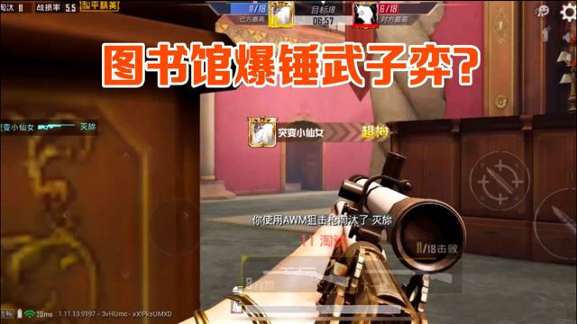 和平精英:图书馆顶尖局遇武子弈,真假对决,18比10碾压全场!