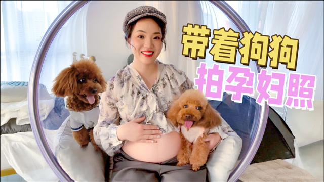 如何拍出超好看的孕妇照?这位双胞胎孕妈有奇招:带2只狗狗!