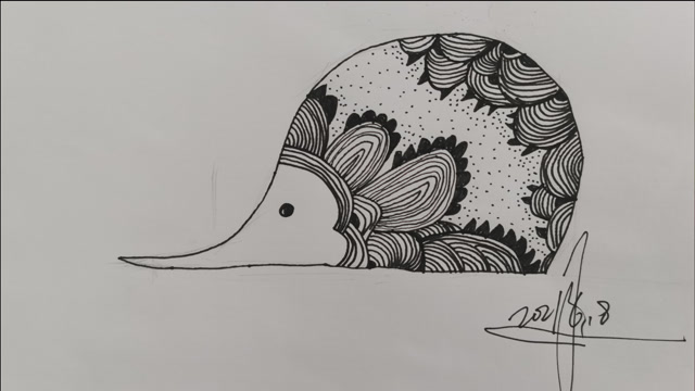 线描绘画:圆弧刺猬的画法教程,掌握圆弧技巧能画什么