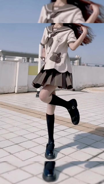 水手服配过膝袜,学妹风穿搭稳稳哒