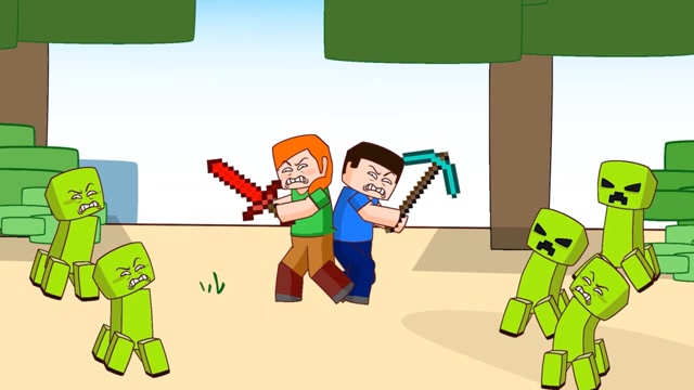 mc动画:怪物学校 苦力怕将史蒂夫堵在厕所