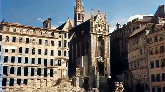 1945年二战刚刚结束后奥地利首都维也纳的市容街景