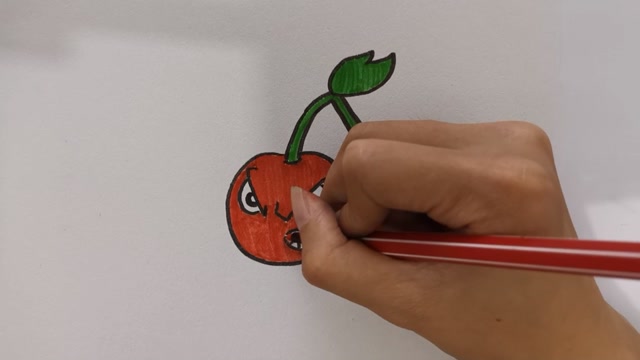 画一个植物大战僵尸暴躁的樱桃炸弹