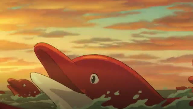 大鱼海棠 椿喝完孟婆汤变成红海豚来到人间