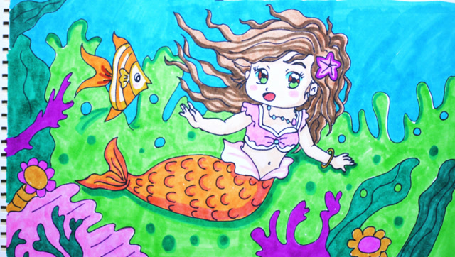 神笔简笔画中外童话故事海的女儿,儿童成人绘画马克笔教程大全