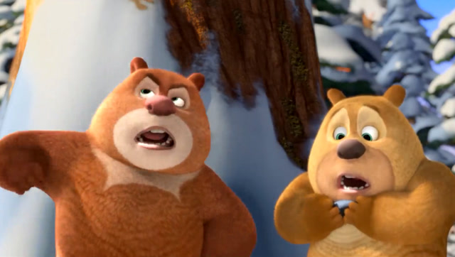 熊出没之雪岭熊风,熊二说遇到过大白熊,熊大却说熊二在说梦话