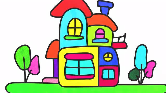 幼儿艺术启蒙简笔画早教课程之小房子的画法,艺术细胞从小培养!