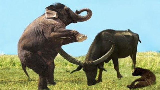 发狂的大象残忍对待水牛,镜头拍下这令人发指的瞬间!