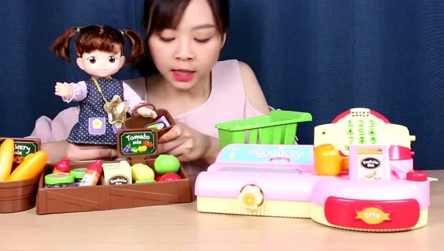 《小伶玩具》韩国超人气123超市,收银台过家家亲子游戏