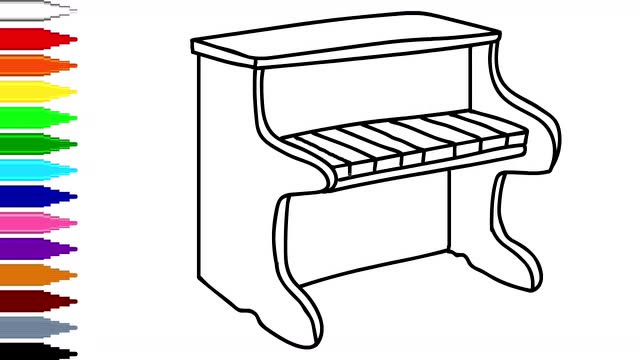 亲子益智简笔画 画一台钢琴并着色