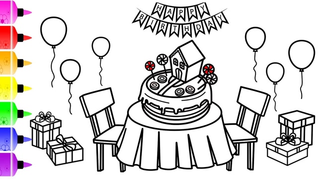 亲子简笔画:生日晚宴