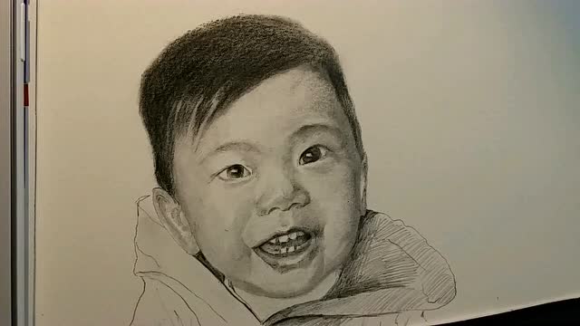 付源老师 素描肖像《小男孩2018》