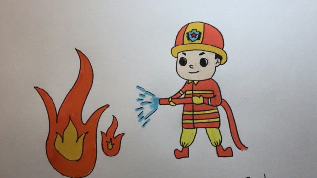 消防员 儿童画 简单图片