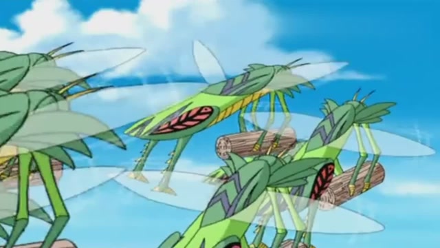 子剑兽在飞船里,发现天空中有大批的蝗虫,向着飞船飞过来了