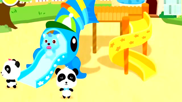 少儿早教动画:奇奇上幼儿园心情不好,伙伴们带奇奇玩滑梯可高兴了