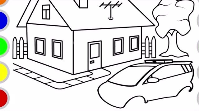 儿童简笔画:教宝宝画警车和大房子