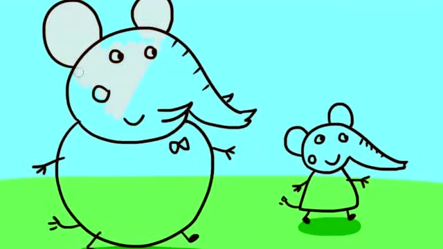 大象爸爸带着小象艾米丽和小象埃德蒙,要去小猪佩奇家做客了