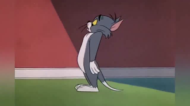 猫和老鼠杰瑞在汤姆的头上跑步,汤姆头皮发麻,眼睛居然这么大