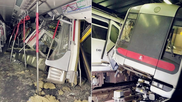 香港地铁发生列车相撞事故两名列车长受伤!车祸狼藉现场曝光