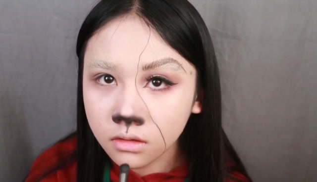 披着小红帽的大灰狼妆容,小姐姐化上创意妆,你喜欢吗?