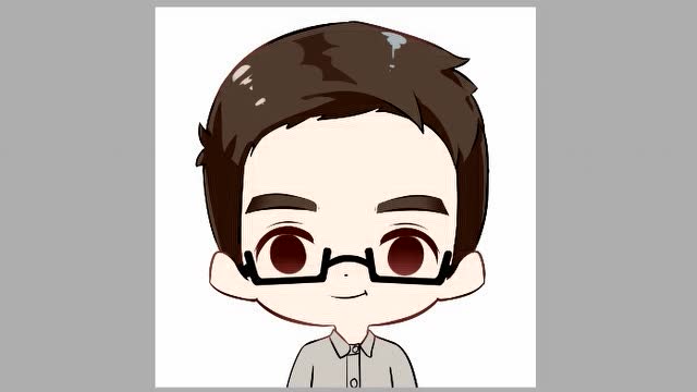 简约戴眼镜男孩q版设计教程