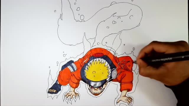 漫画大神手绘旋涡鸣人九尾化