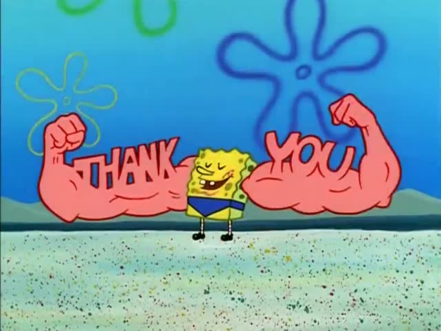 海绵宝宝:拉里看着海绵宝宝的肌肉,觉得他实在是太棒了!