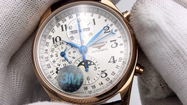 3m厂浪琴月相7751机芯计时腕表 玫瑰金色