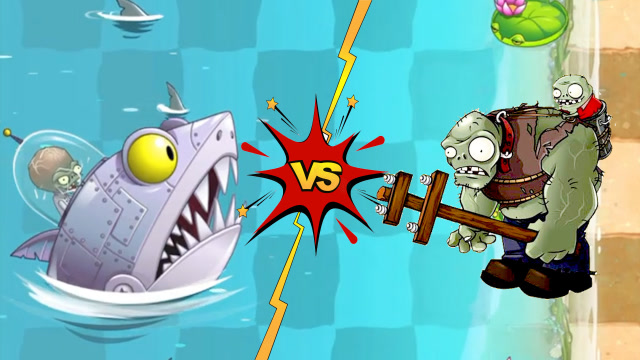 植物大战僵尸pvz2:机械鲨鱼vs原始巨人,海洋僵王被打掉大牙了