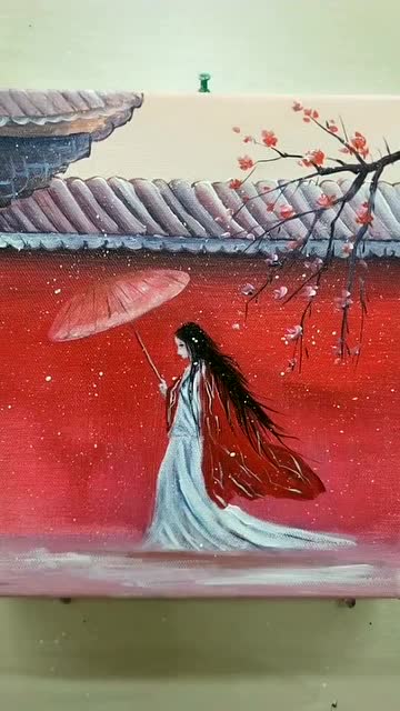 油画,今天画一幅古风画送给大家,希望你们喜欢