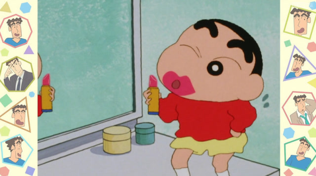 蜡笔小新:小新趁美冴化妆的时候偷玩口红,被美冴狠揍!