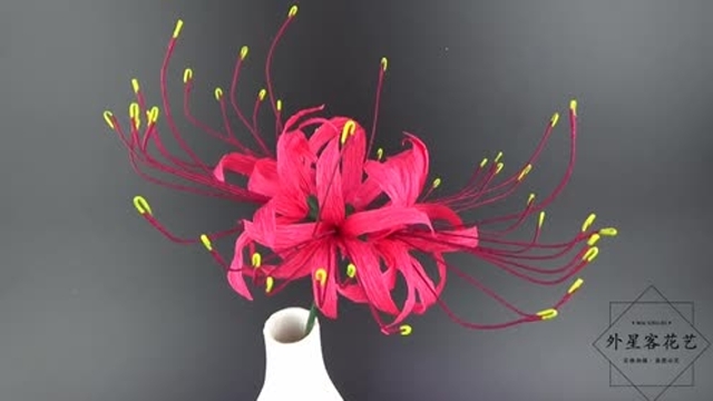 皱纹纸彼岸花的手工制作 外星客花艺