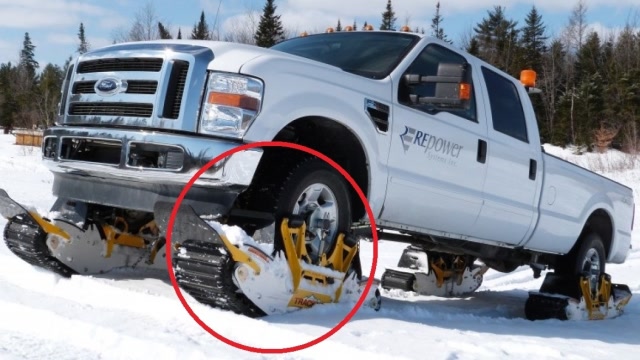 大爷发明汽车履带,装在轮胎上"秒变坦克",可无视任何地形