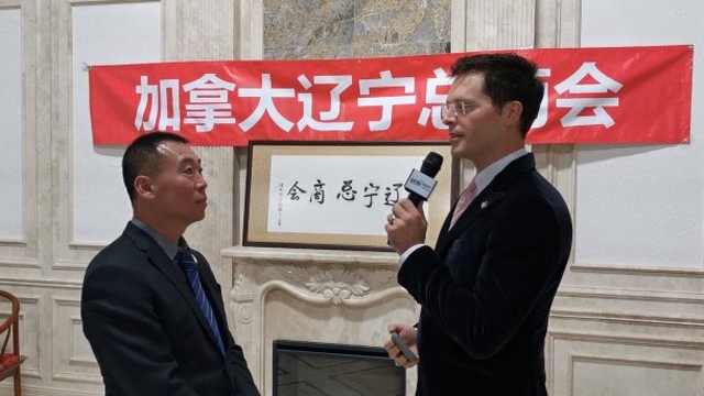 加拿大辽宁总商会徐宏楼会长接受《cctv我爱你中华网》双语主持人大海