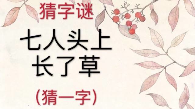 趣味学猜字谜:七人头上长了草,猜一字,跟植物有关的字