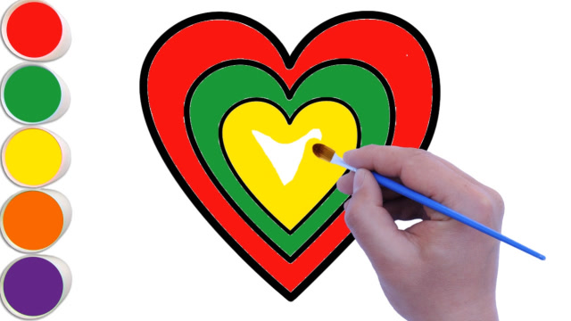 彩色爱心简笔画涂鸦涂色真好玩简笔画视频教程